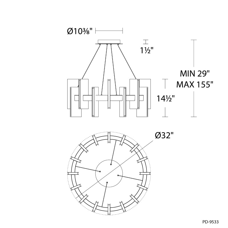 Modern Forms PD-9533 Ronan 1-lt 32" LED Pendant