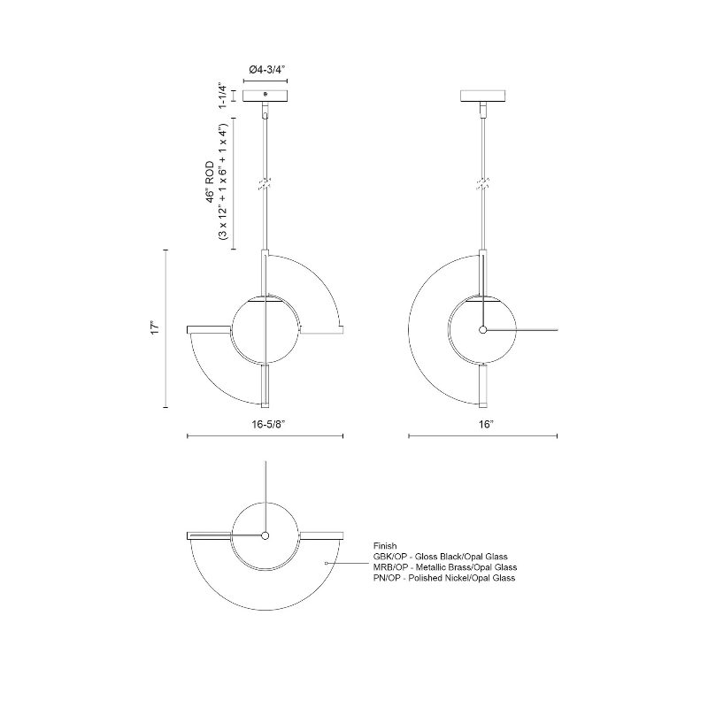Kuzco PD65116 Scorpio 1-lt 17" LED Pendant