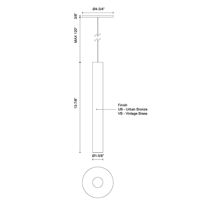 Kuzco PD90414 Mason 1-lt 1" LED Pendant, Urban Bronze