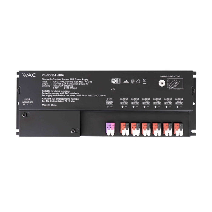 WAC PS-0600A-UR6 6 Channel 75.6W Remote Power Supply, 2-21VDC