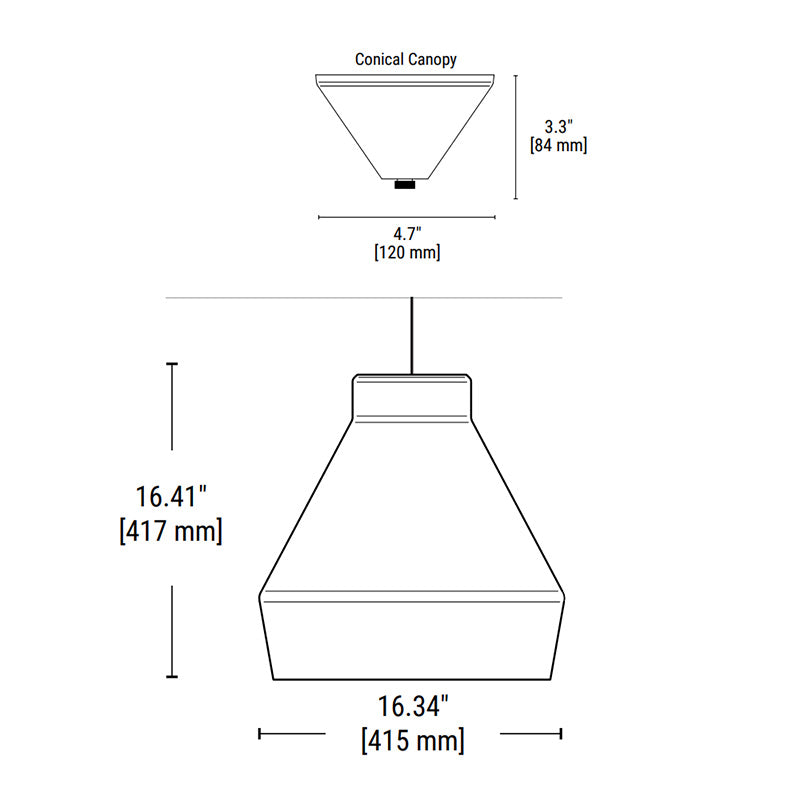 PrentaLux 235 Series 3DP 10W LED Pendant with Conical Canopy
