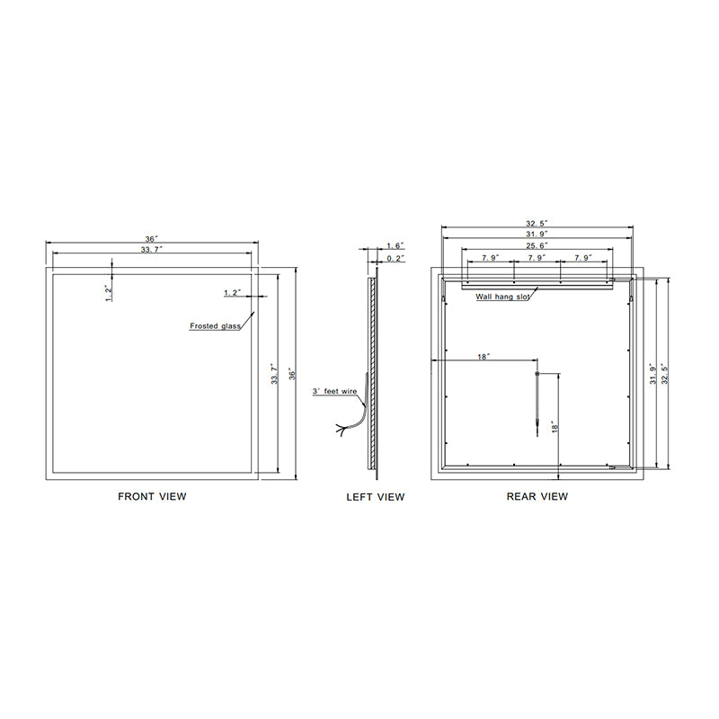 Paris Mirror Rectangle 36" x 36" LED Backlit Mirror, 3CCT Selectable