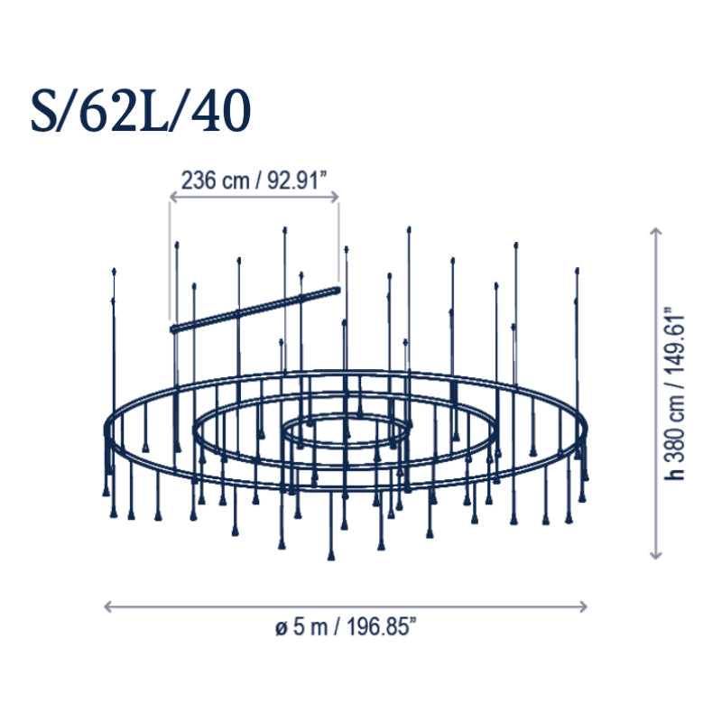 Bover Skybell Circle S/62L/40 197" LED Pendant, Down Light