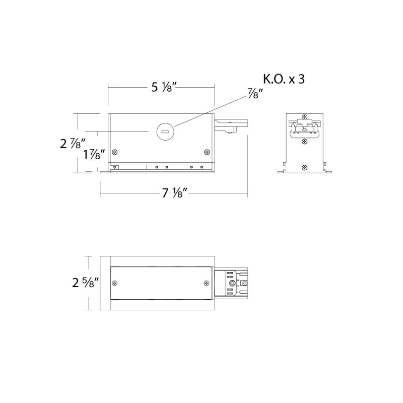 WAC S2CT-FEB Ventrix Recessed Trim Feed End Junction Box