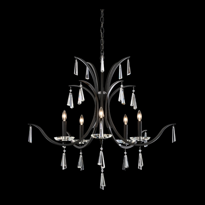 Schonbek S30505 Tinsley 5-lt 34" Chandelier - Ferro Black