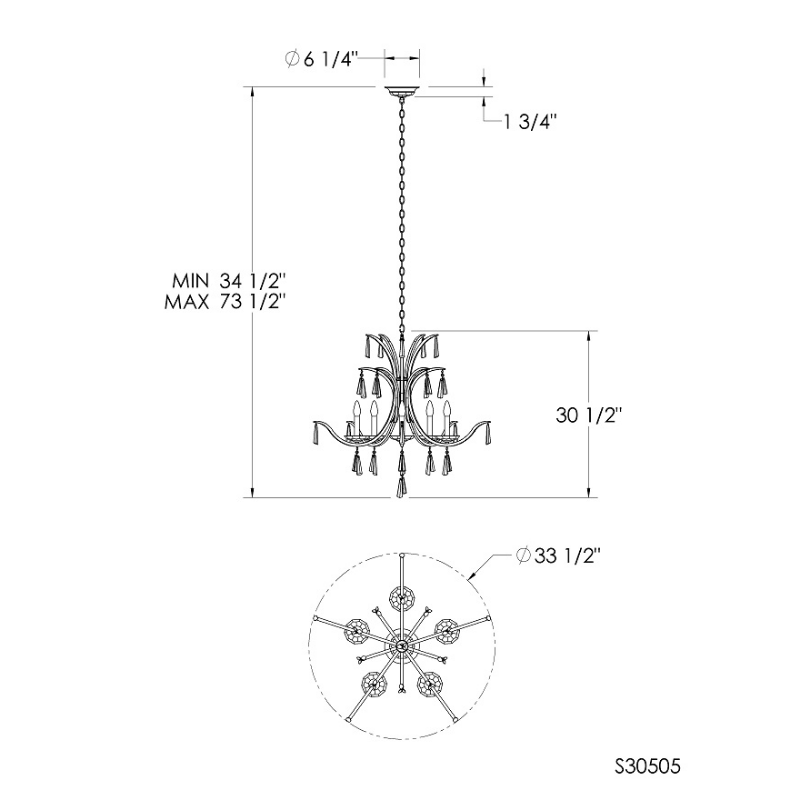 Schonbek S30505 Tinsley 5-lt 34" Chandelier