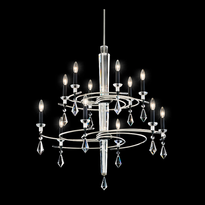 Schonbek S5612 Tempest 12-lt 36" Chandelier - Soft Silver/Black