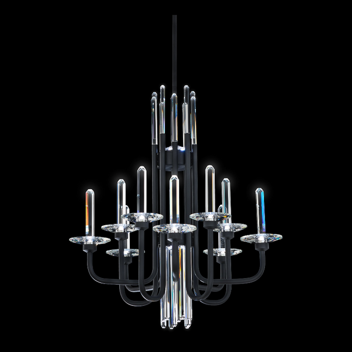 Schonbek S5710 Calliope 10-lt 24" LED Chandelier, CCT Selectable - Black