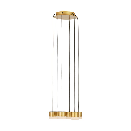 Visual Comfort SLCH521 Gable Alabaster 6-lt 10" LED Chandelier - Hand Rubbed Antique Brass