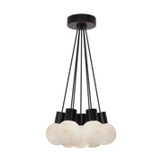 Visual Comfort SLCH543 Mina Alabaster 7-lt 14" LED Chandelier - Black/Black Cord