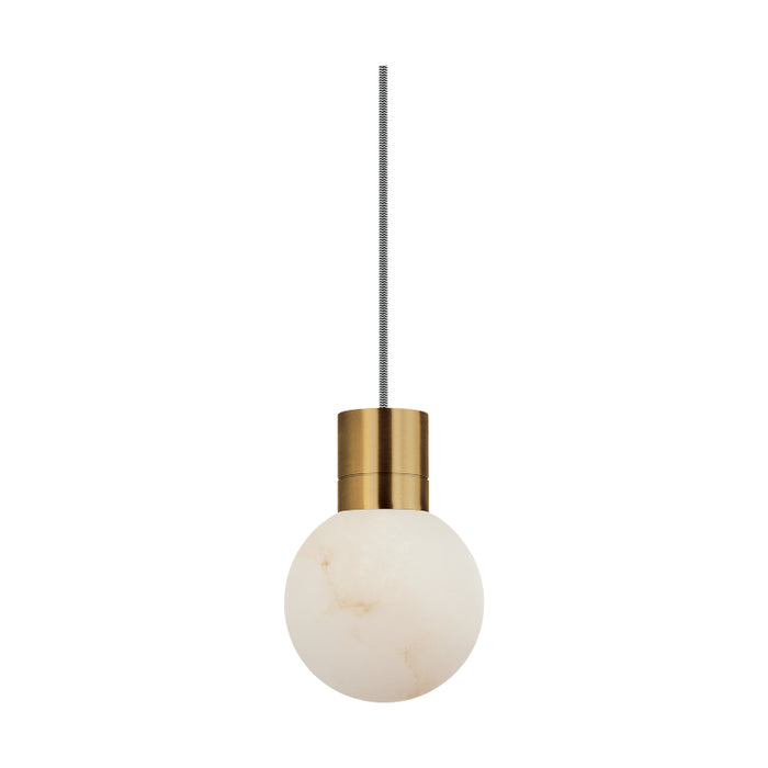 Visual Comfort SLPD541 Mina Alabaster 1-lt 5" LED Pendant - Hand Rubbed Antique Brass/Black&White