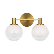 Visual Comfort SLV1002 Torian 2-lt 15" LED Vanity Light - Aged Iron - Burnished Brass
