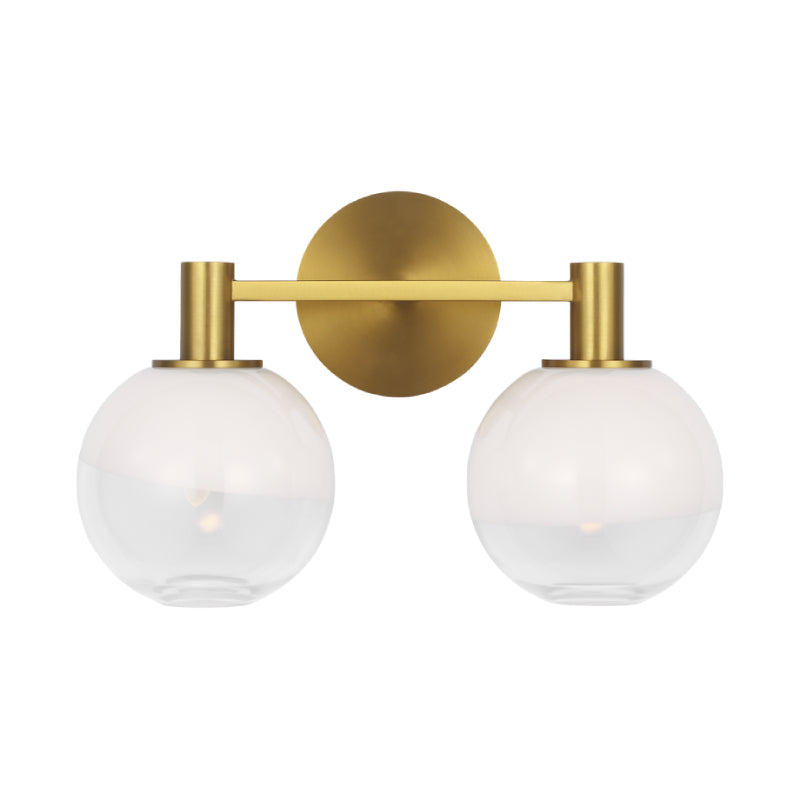 Visual Comfort SLV1002 Torian 2-lt 15" LED Vanity Light - Aged Iron - Burnished Brass