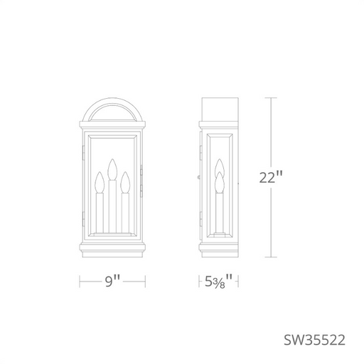 Schonbek SW35522 Villenova 3-lt 22" Tall Outdoor Wall Sconce