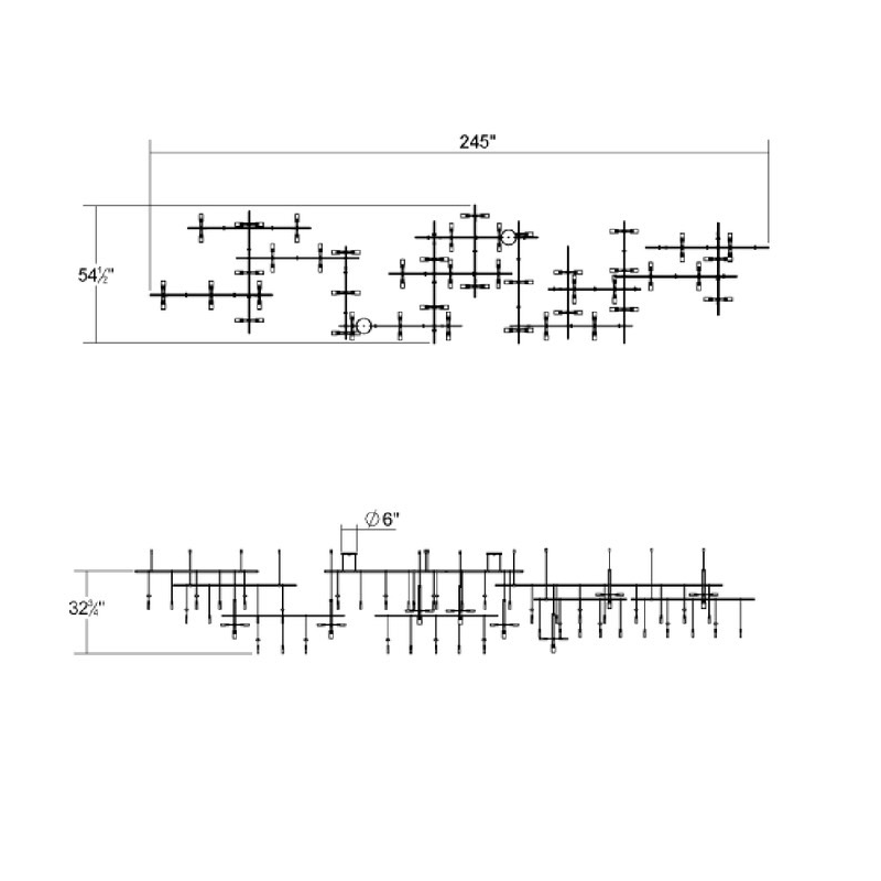 Sonneman SLS0002 Suspenders 4-Tier Gallery Matrix with Etched Chiclet Luminaire