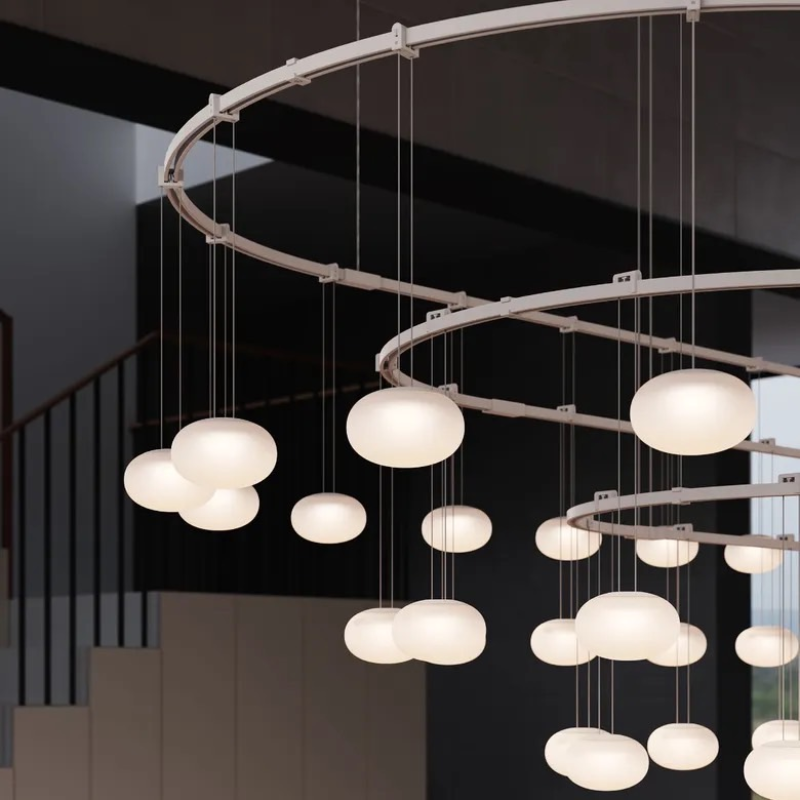 Sonneman SLS4238 Suspenders Path 3-Bar Racetrack with Height Adjustable Etched Globe Luminaires