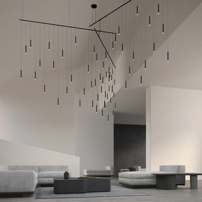 Sonneman SLS1149 Suspenders 13-ft Freeform Tri-Bar with Monoline Thin Cylinder Luminaires