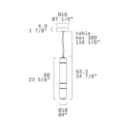 Leucos Stacking 60 1-lt 4" LED Vertical Pendant
