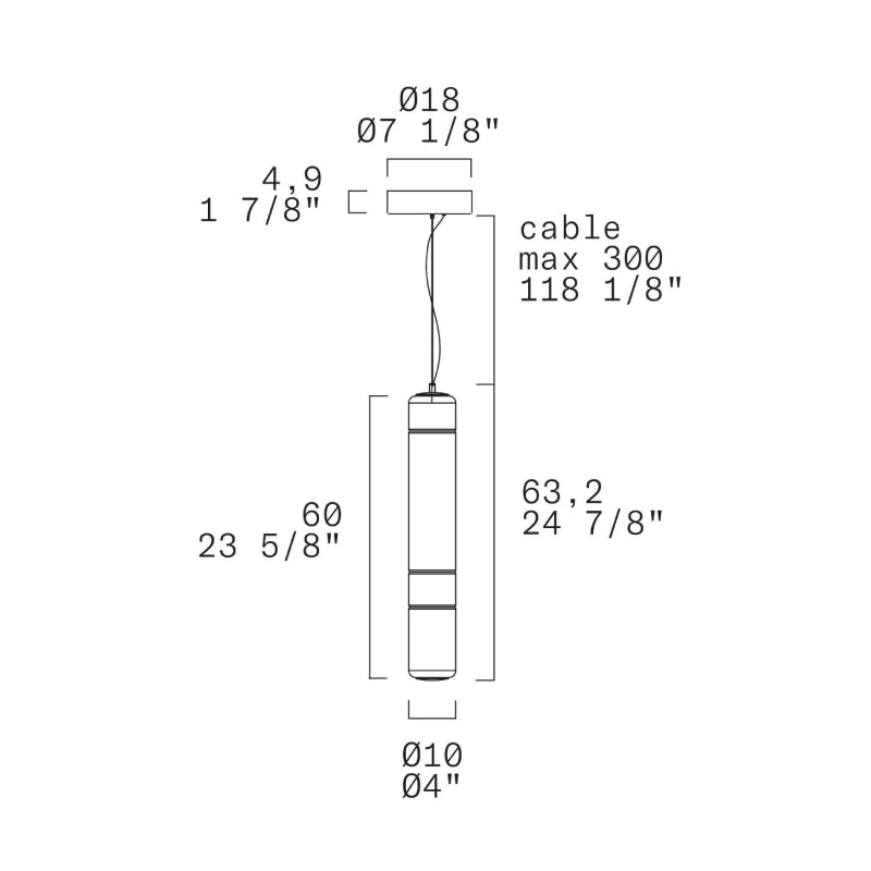 Leucos Stacking 60 1-lt 4" LED Vertical Pendant