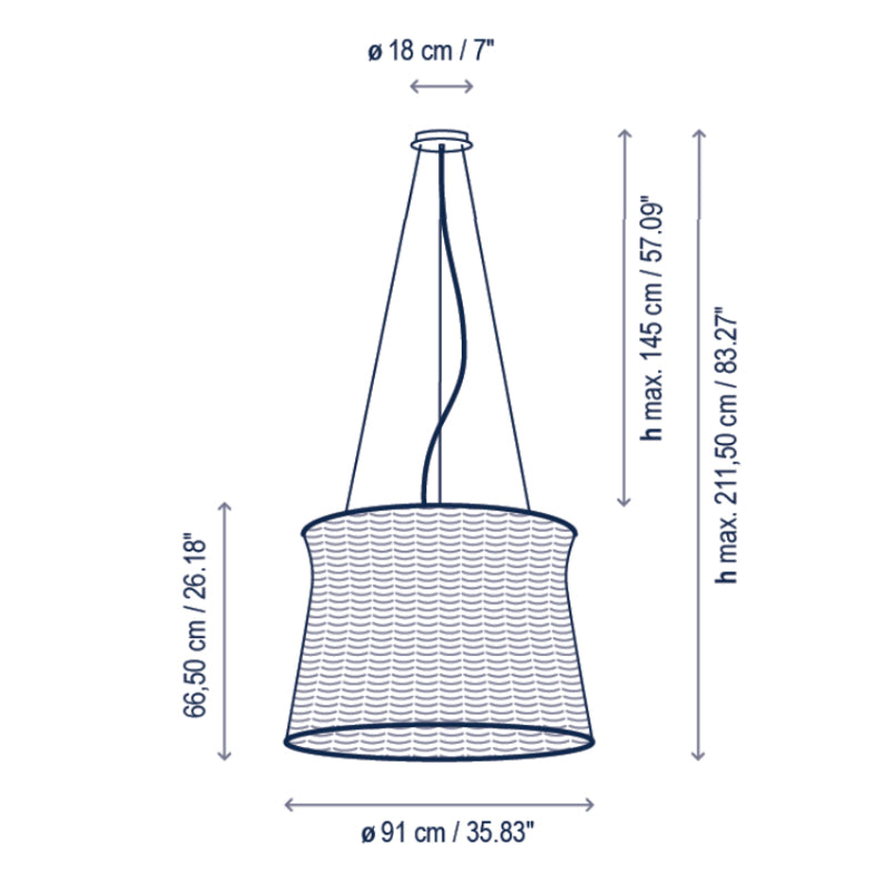 Bover Syra 90 1-lt 36" LED Outdoor Pendant, 0-10V