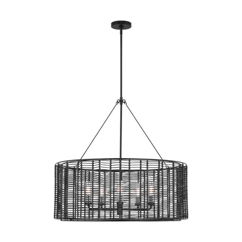 Visual Comfort TFC1155 Winslow 5-lt 36" LED Large Hanging Shade Chandelier - Aged Iron
