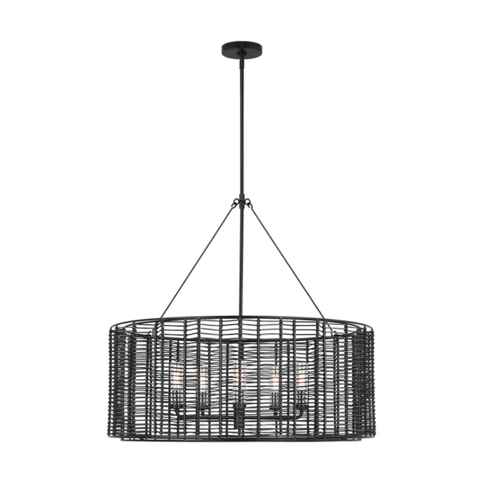 Visual Comfort TFC1155 Winslow 5-lt 36" LED Large Hanging Shade Chandelier - Aged Iron