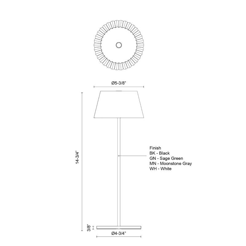 Kuzco TL65614 Dario 1-lt 14" Tall LED Table Lamp