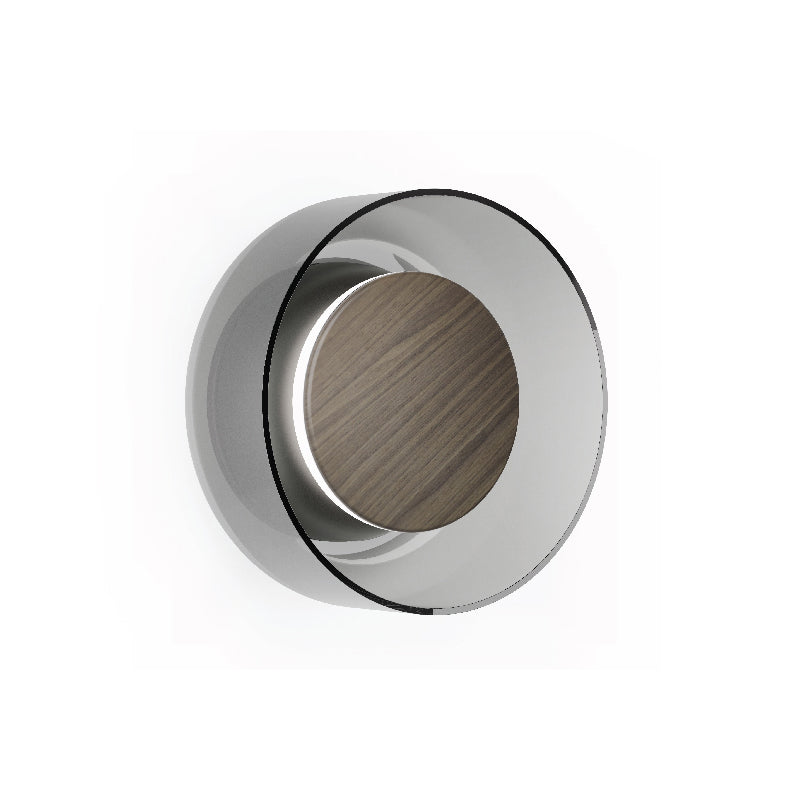 Pablo Designs Totem LED Wall Sconce, 3CCT Selectable - Matte Black / Walnut Essence / Smoke Tint Glass