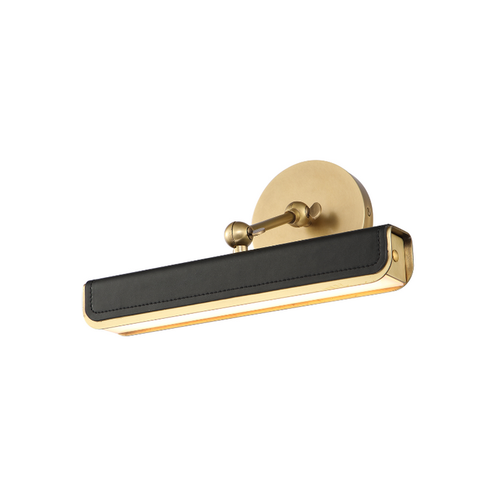 Alora PL307912 Valise Picture 1-lt 12" LED Picture Light with Tuxedo Leather - Vintage Brass/Tuxedo Leather