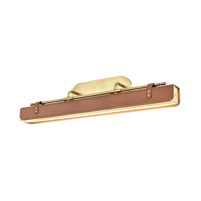 Alora WV307931 Valise 1-lt 32" LED Picture Light with Cognac Leather - Vintage Brass/Cognac Leather