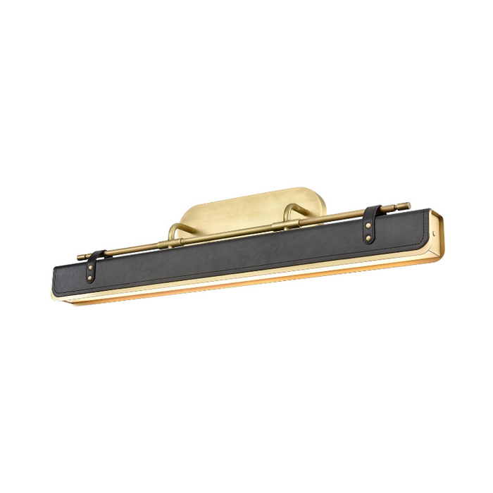 Alora WV307931 Valise 1-lt 32" LED Picture Light with Tuxedo Leather - Vintage Brass/Tuxedo Leather