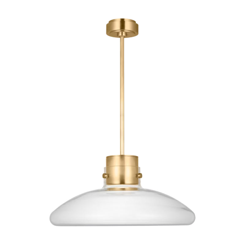Visual Comfort AKPD593 Morgan 1-lt 22" LED Pendant - Hand-Rubbed Antique Brass with Clear Glass