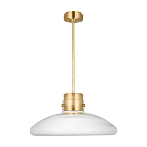 Visual Comfort AKPD593 Morgan 1-lt 22" LED Pendant - Hand-Rubbed Antique Brass with Clear Glass