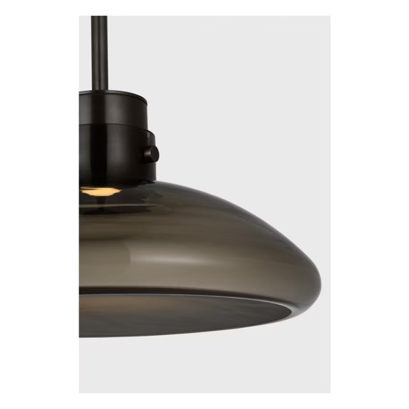 Visual Comfort AKPD594 Morgan 1-lt 16" LED Pendant - Burnished Bronze with Smoke Glass