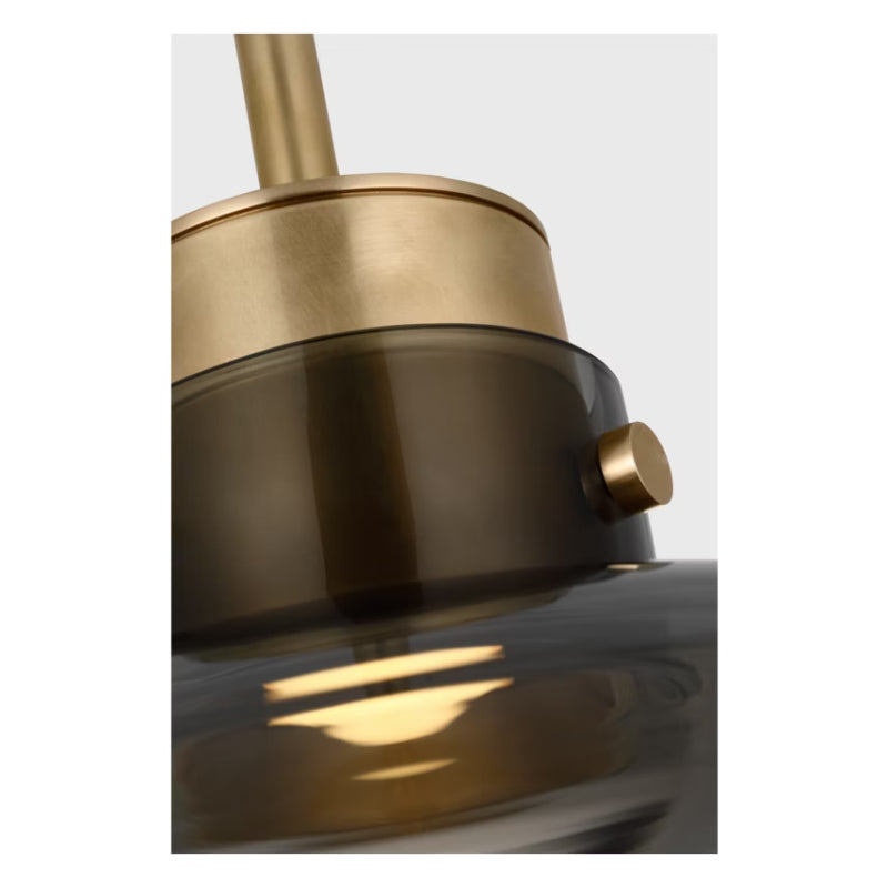 Visual Comfort AKPD594 Morgan 1-lt 16" LED Pendant - Hand-Rubbed Antique Brass with Smoke Glass
