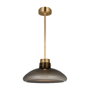 Visual Comfort AKPD594 Morgan 1-lt 16" LED Pendant - Hand-Rubbed Antique Brass with Smoke Glass