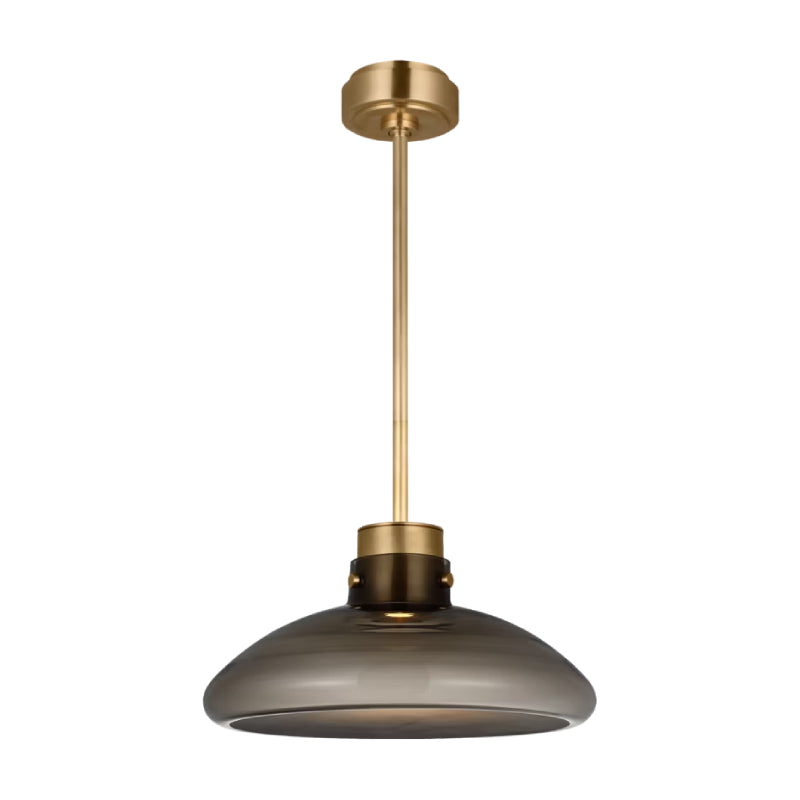 Visual Comfort AKPD594 Morgan 1-lt 16" LED Pendant - Hand-Rubbed Antique Brass with Smoke Glass
