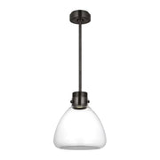 Visual Comfort AKPD595 Morgan 1-lt 12" LED Pendant - Burnished Bronze with Clear Glass