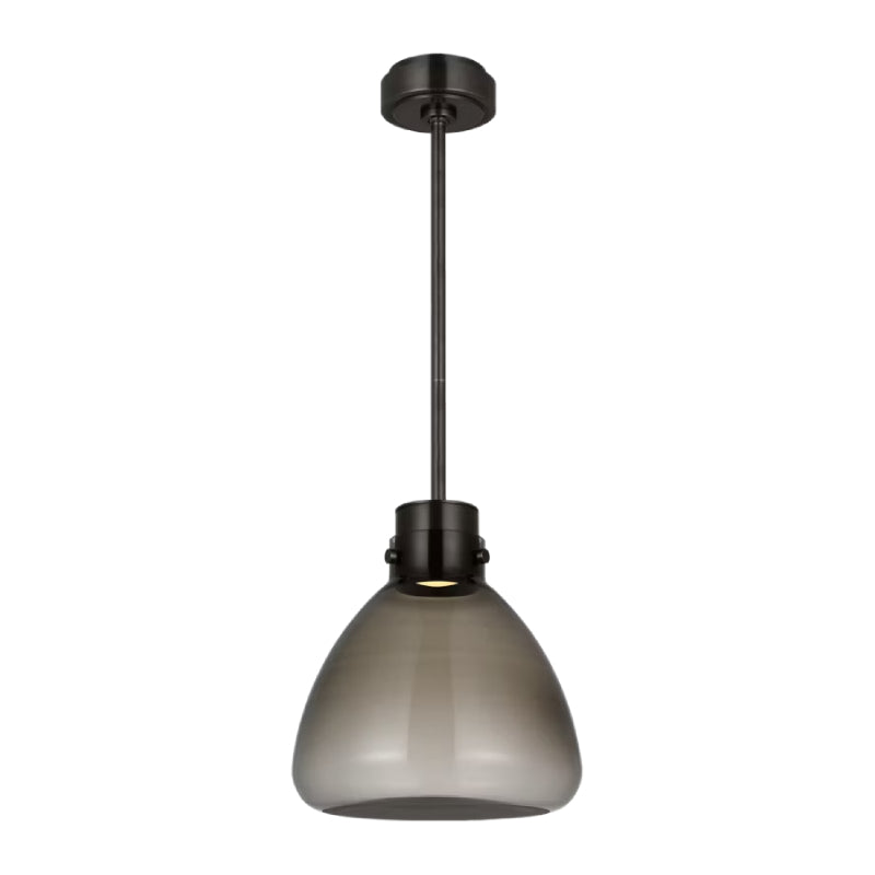 Visual Comfort AKPD595 Morgan 1-lt 12" LED Pendant - Burnished Bronze with Smoke Glass