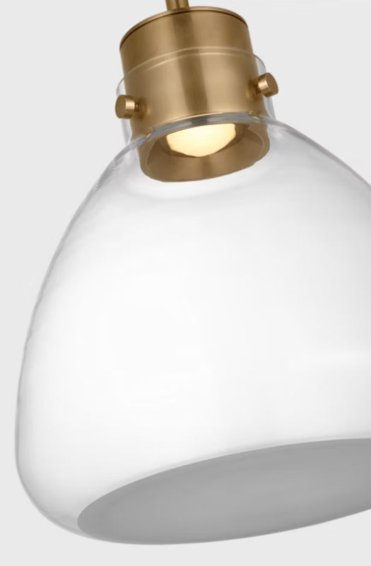 Visual Comfort AKPD595 Morgan 1-lt 12" LED Pendant - Hand Rubbed Antique Brass with Clear Glass