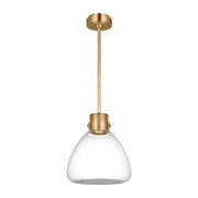 Visual Comfort AKPD595 Morgan 1-lt 12" LED Pendant - Hand Rubbed Antique Brass with Clear Glass