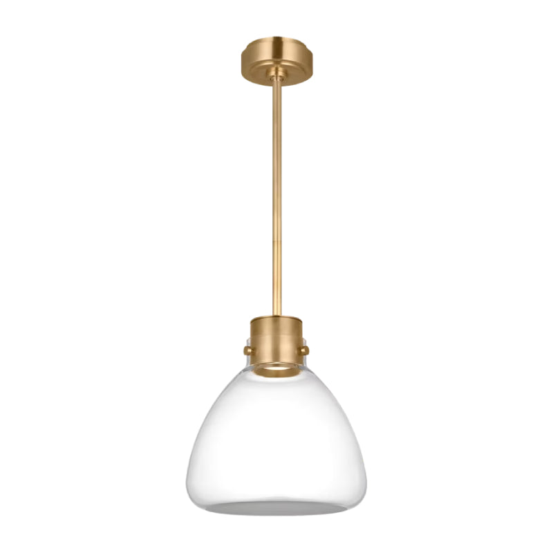 Visual Comfort AKPD595 Morgan 1-lt 12" LED Pendant - Hand Rubbed Antique Brass with Clear Glass