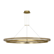 Visual Comfort SLCH30030 Grace 65 1-lt 65" LED Chandelier - Hand Rubbed Antique Brass/ Natural Oak
