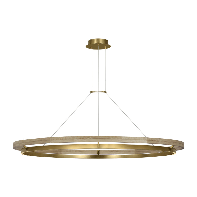 Visual Comfort SLCH30030 Grace 65 1-lt 65" LED Chandelier - Hand Rubbed Antique Brass/ Natural Oak