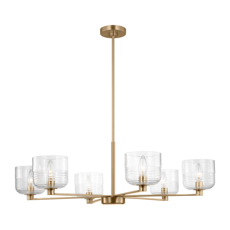 Visual Comfort DJC1216 Lochdale 6-lt 34" Large Chandelier - Satin Brass