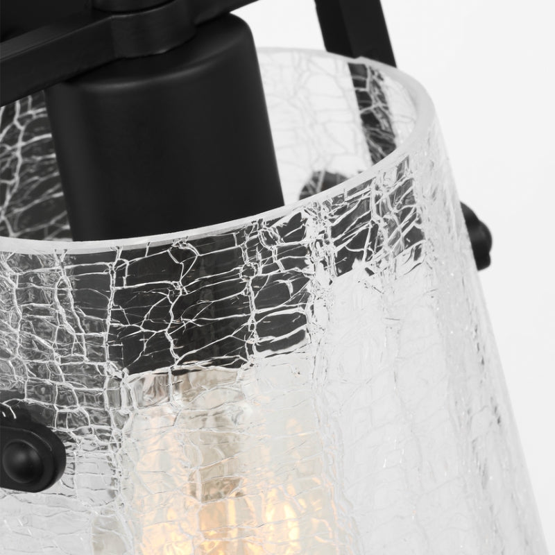 Visual Comfort DJV1031 Crofton 1-lt 9" Tall Small Wall Sconce - Midnight Black Clear Crackle Glass