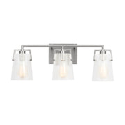 Visual Comfort DJV1033 Crofton 3-lt 24" Vanity Light - Brushed Nickel Clear Crackle Glass