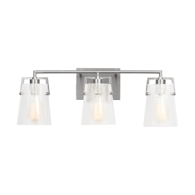 Visual Comfort DJV1033 Crofton 3-lt 24" Vanity Light - Brushed Nickel Clear Crackle Glass