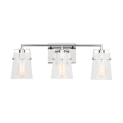 Visual Comfort DJV1033 Crofton 3-lt 24" Vanity Light - Chrome Clear Crackle Glass