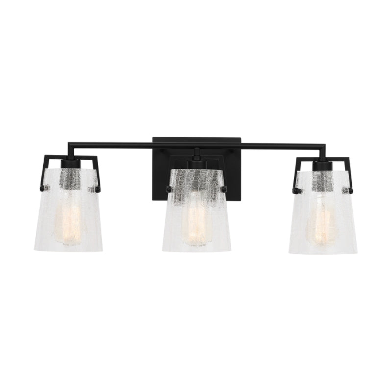 Visual Comfort DJV1033 Crofton 3-lt 24" Vanity Light - Midnight Black Clear Crackle Glass